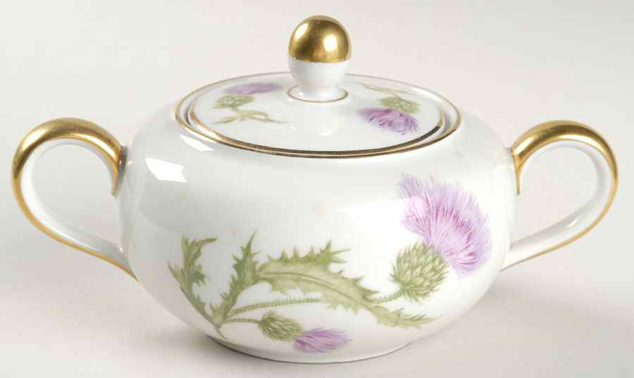 Scotch Thistle Sugar Bowl & Lid by Hutschenreuther-1