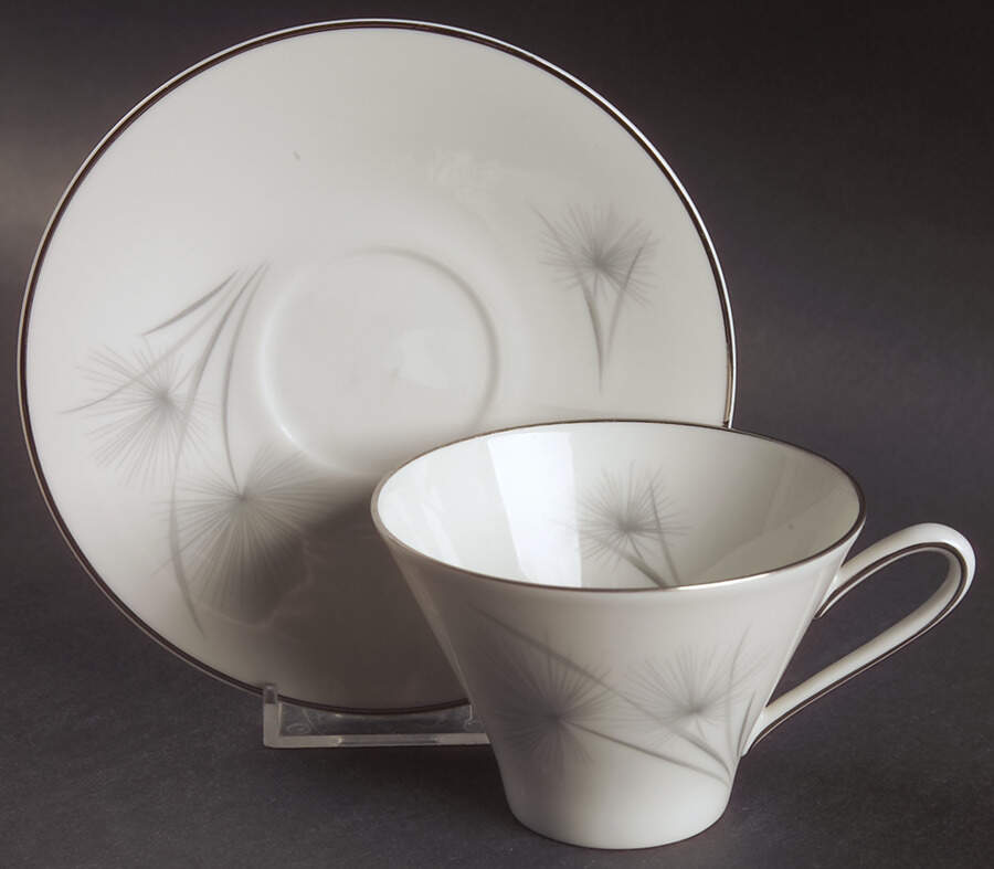 Sea Isle (Coupe, Platinum) Flat Cup & Saucer Set by Hutschenreuther-1