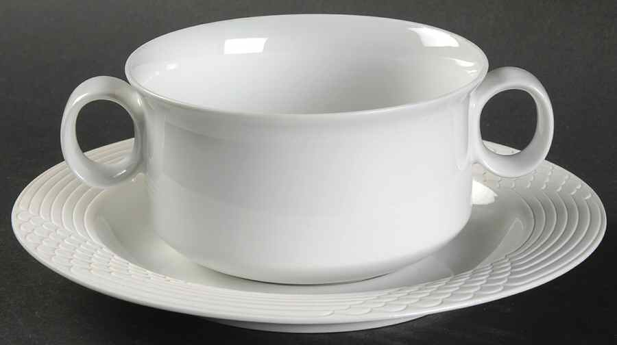 Seta Flat Cream Soup Bowl & Saucer Set by Hutschenreuther-1