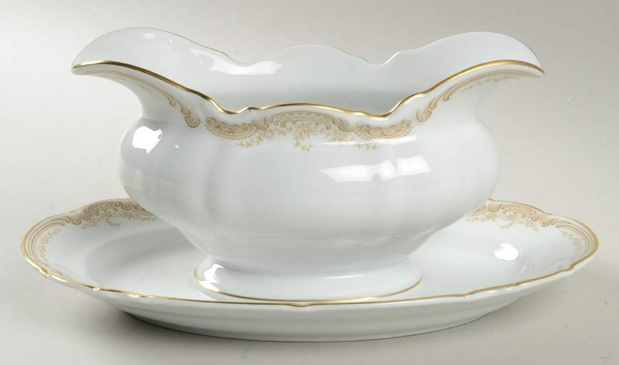 Sienna (White Background) Gravy Boat with Attached Underplate by Hutschenreuther-1