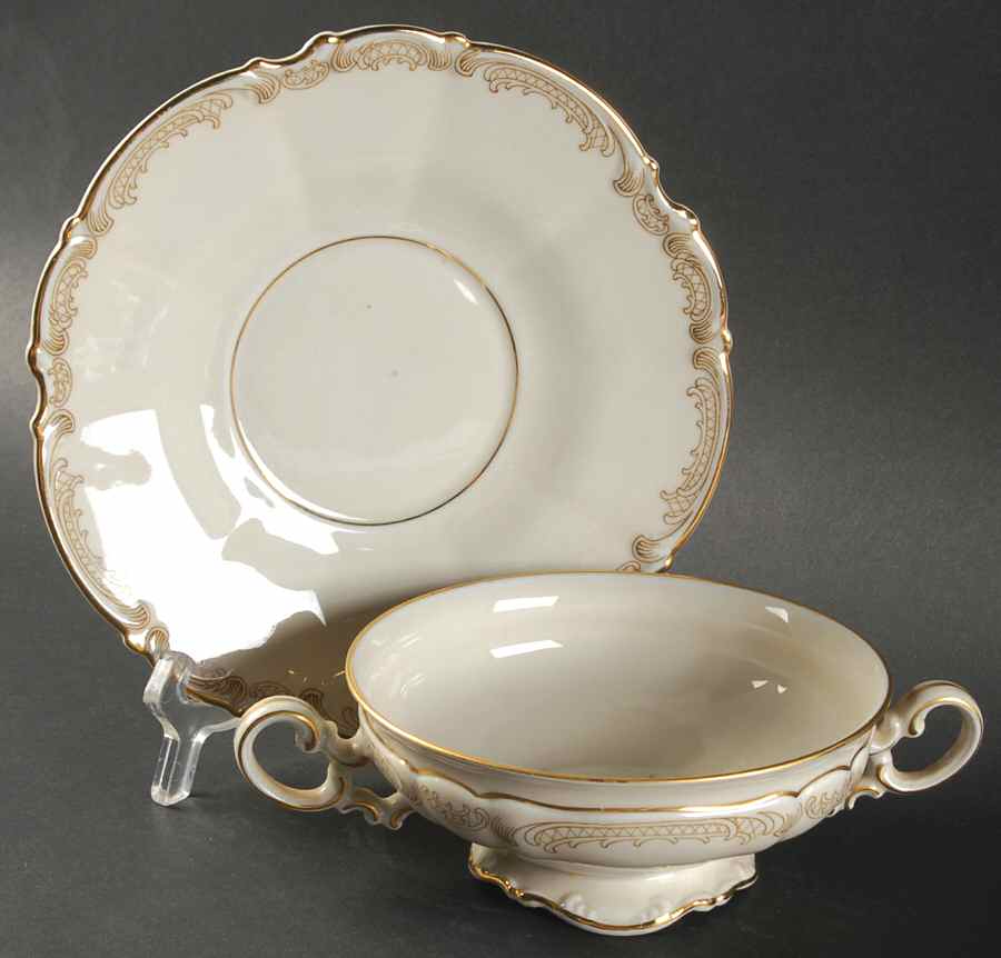 The Stafford Footed Cream Soup Bowl & Saucer Set by Hutschenreuther-1