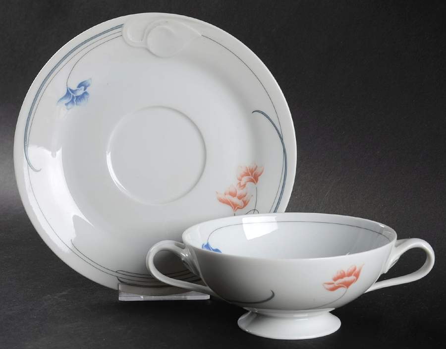 St. Michel Footed Cream Soup Bowl & Saucer Set by Hutschenreuther-1
