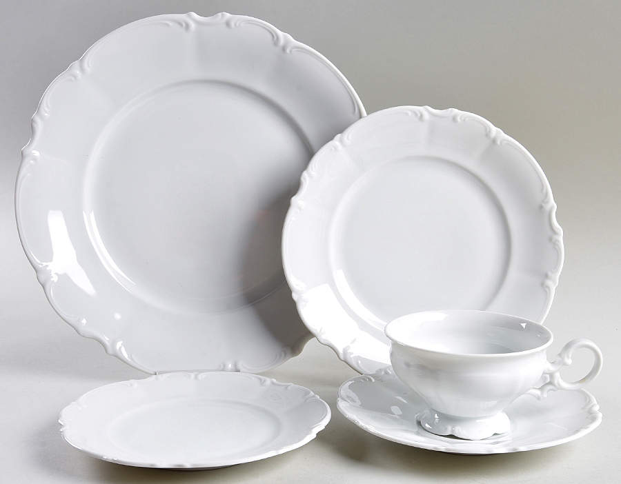 Sylvia (All White, No Trim) 5 Piece Place Setting by Hutschenreuther-1
