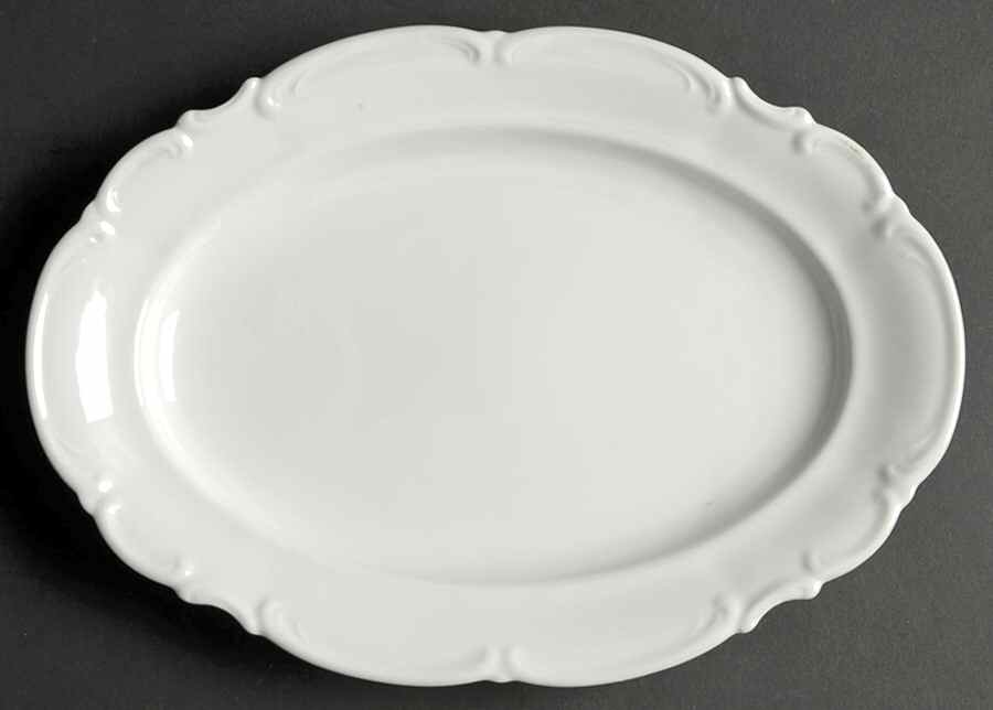 Sylvia (All White, No Trim) 11" Oval Serving Platter by Hutschenreuther-1