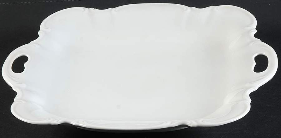 Sylvia (All White, No Trim) Square Handled Cake Plate by Hutschenreuther-1