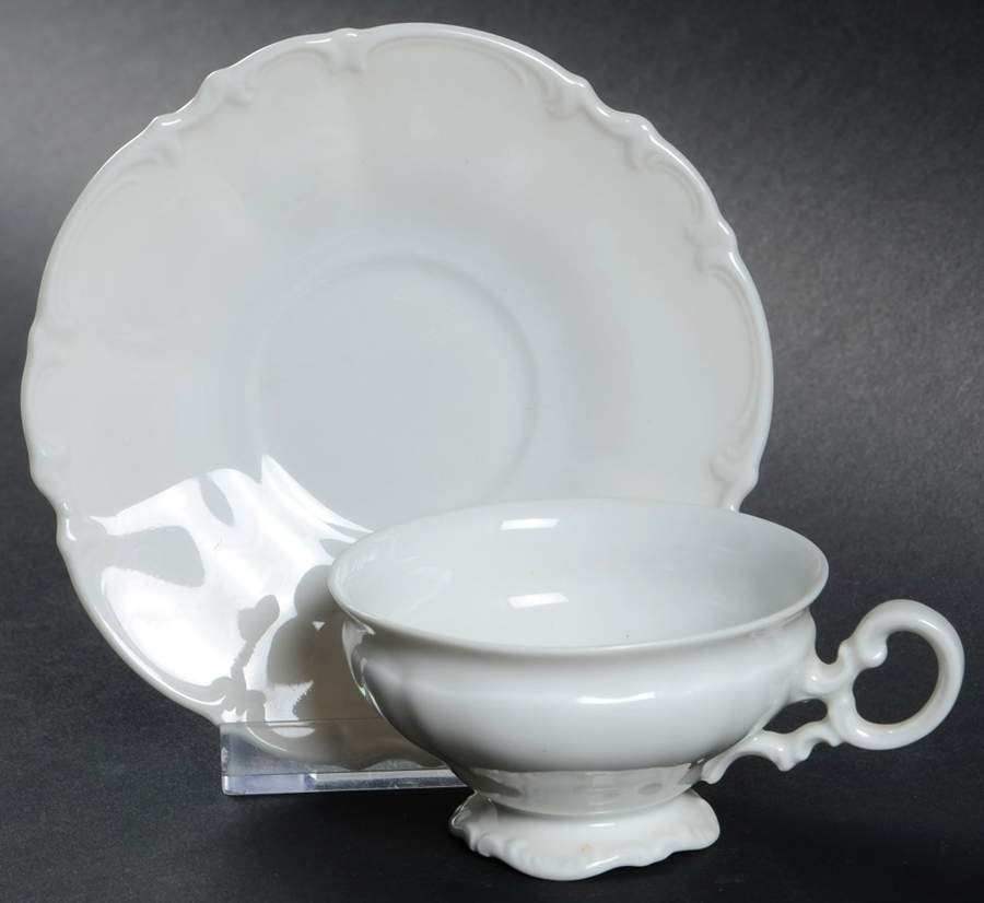 Sylvia (All White, No Trim) Footed Demitasse Cup & Saucer Set by Hutschenreuther-1