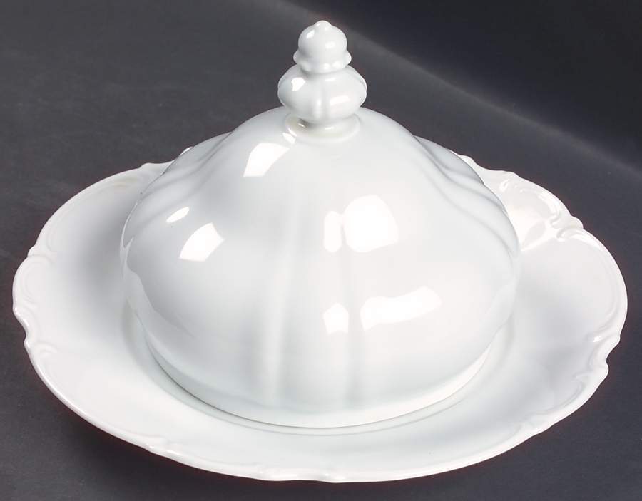 Sylvia (All White, No Trim) Round Covered Butter by Hutschenreuther-1