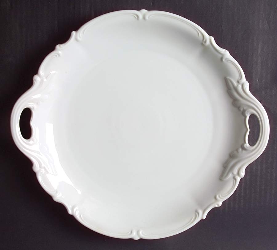 Sylvia (All White, No Trim) Handled Cake Plate by Hutschenreuther-1