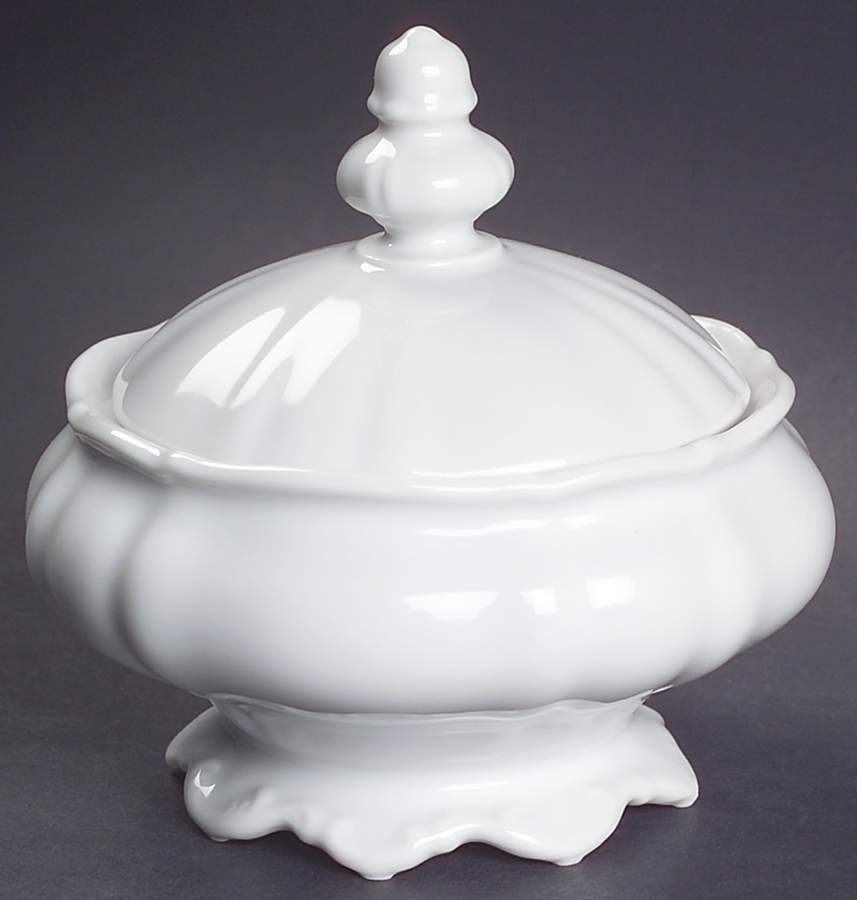 Sylvia (All White, No Trim) Sugar Bowl & Lid by Hutschenreuther-1