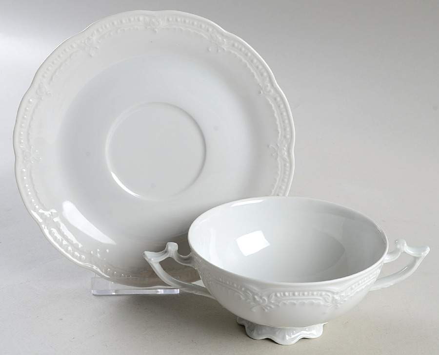 Viktoria Footed Cream Soup Bowl & Saucer Set by Hutschenreuther-1