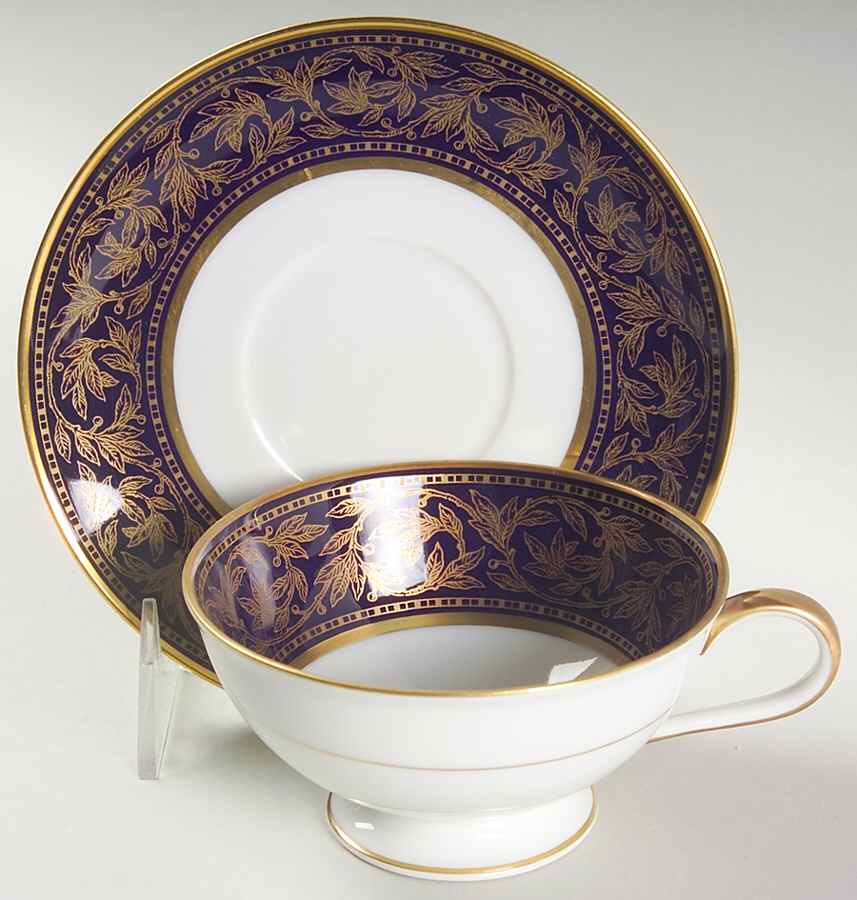 Warwick Cobalt Footed Cup & Saucer Set by Hutschenreuther-1