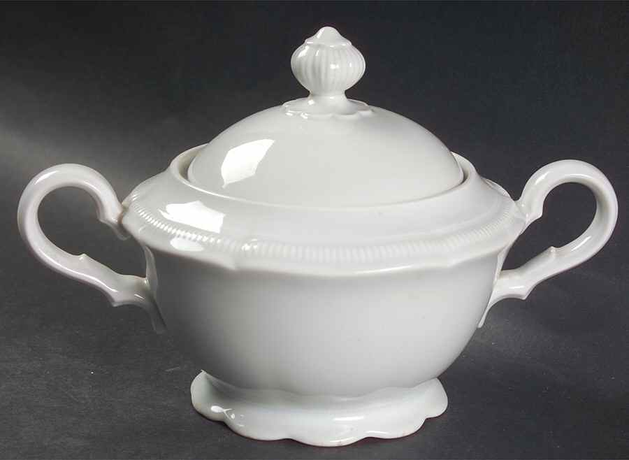 Weimar White Sugar Bowl & Lid by Hutschenreuther-1