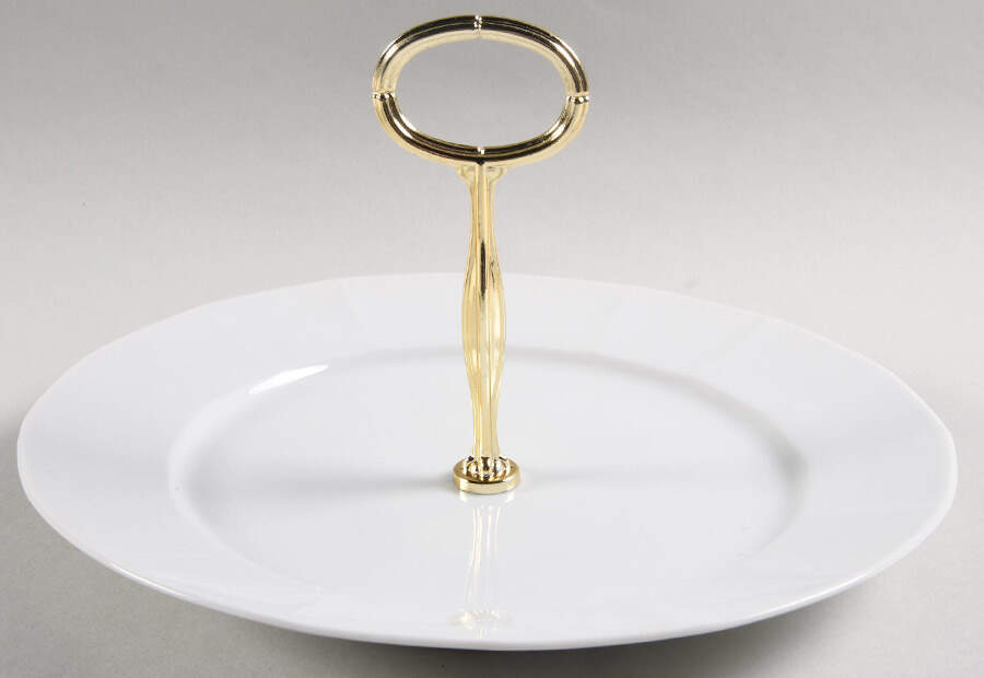 White Diamant Round Serving Plate with Center Handle (Dp) Hc by Hutschenreuther-1