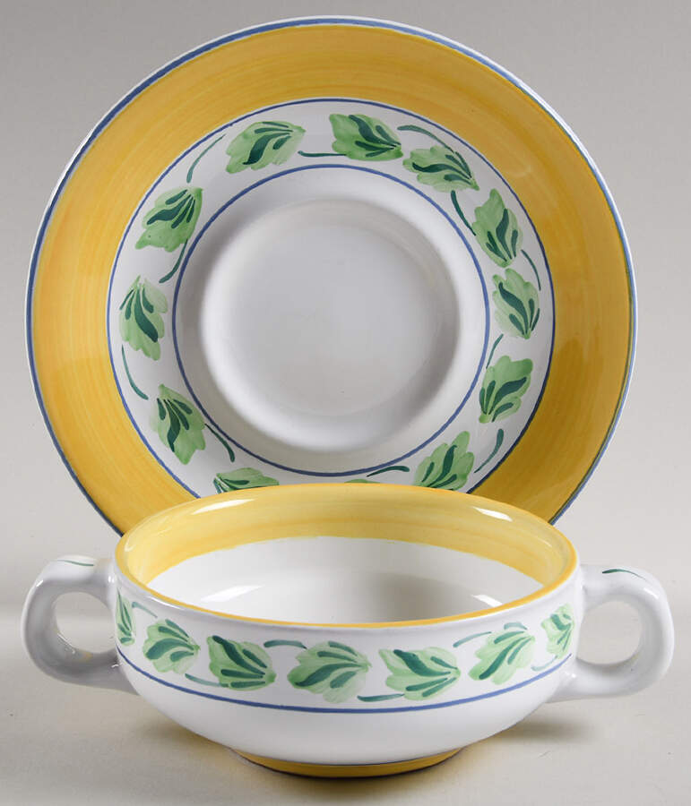 Crispin Flat Cream Soup Bowl & Saucer Set by Herend Village-1