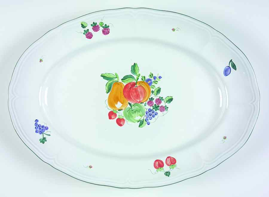 Fancy Fruits 16" Oval Serving Platter by Herend Village-1