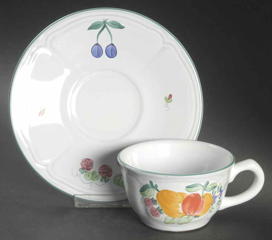 Fancy Fruits Flat Cup & Saucer Set by Herend Village-1