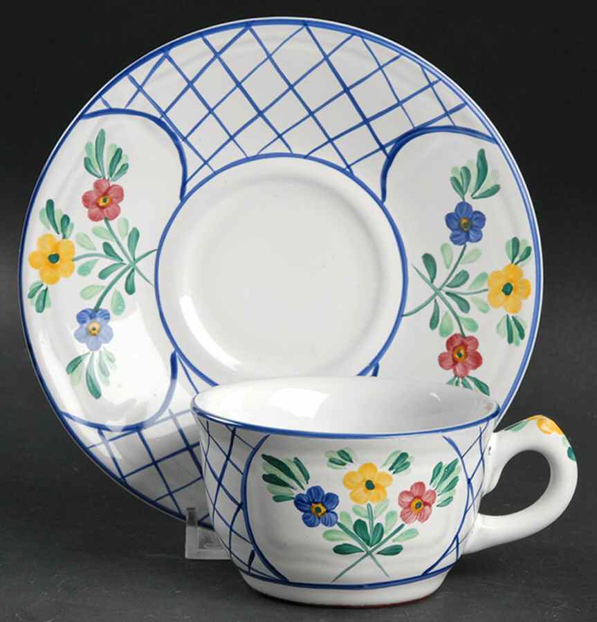 Lattice Hill Flat Demitasse Cup & Saucer Set by Herend Village-1