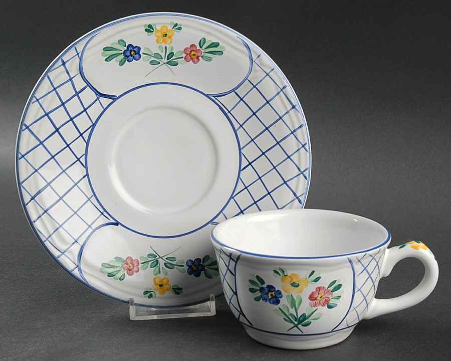 Lattice Hill Flat Cup & Saucer Set by Herend Village-1