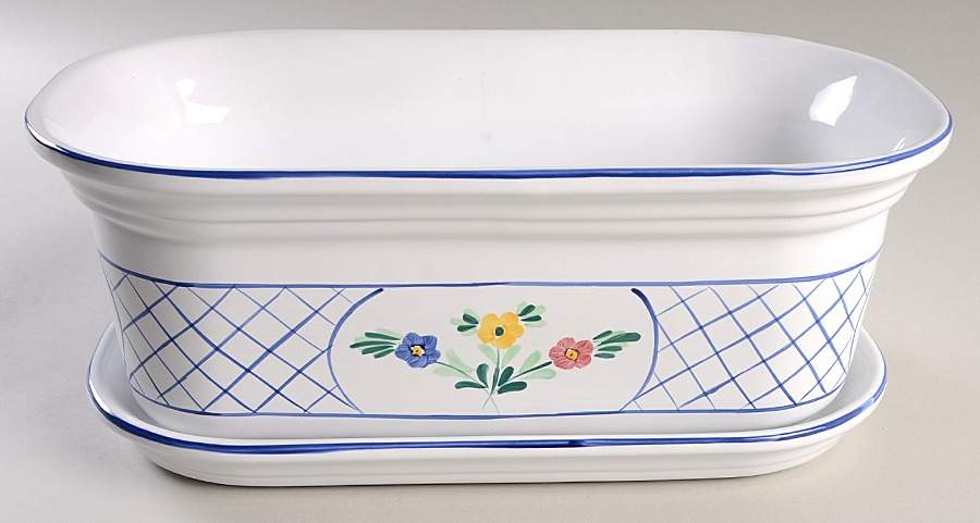 Lattice Hill Window Planter with Underplate by Herend Village-1
