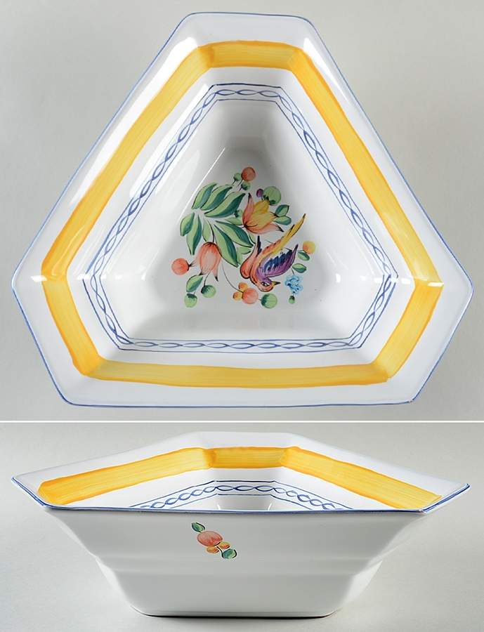 Morning Song Triangular Vegetable Bowl by Herend Village-1