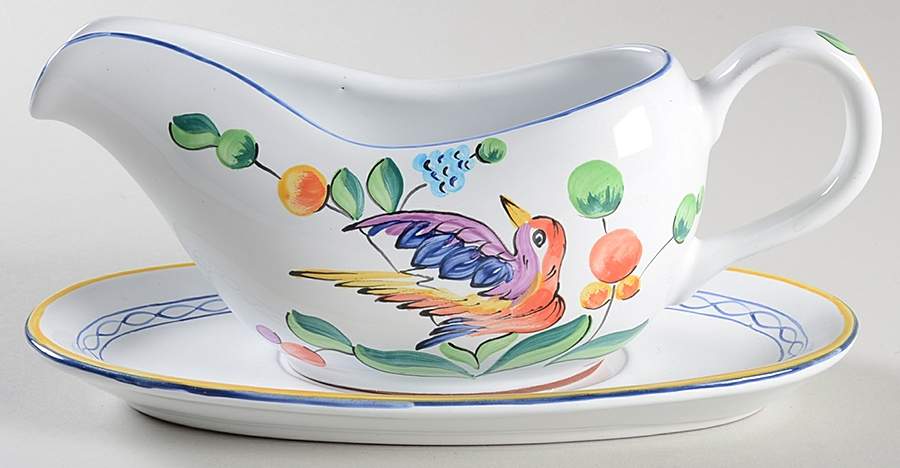 Morning Song Gravy Boat & Underplate by Herend Village-1