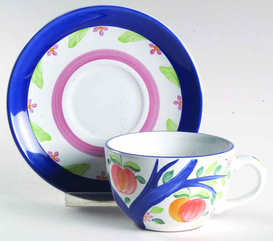 Peach Tree Flat Cup & Saucer Set by Herend Village-1