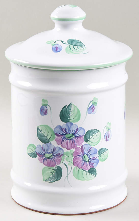 Violets Large Canister & Lid by Herend Village-1