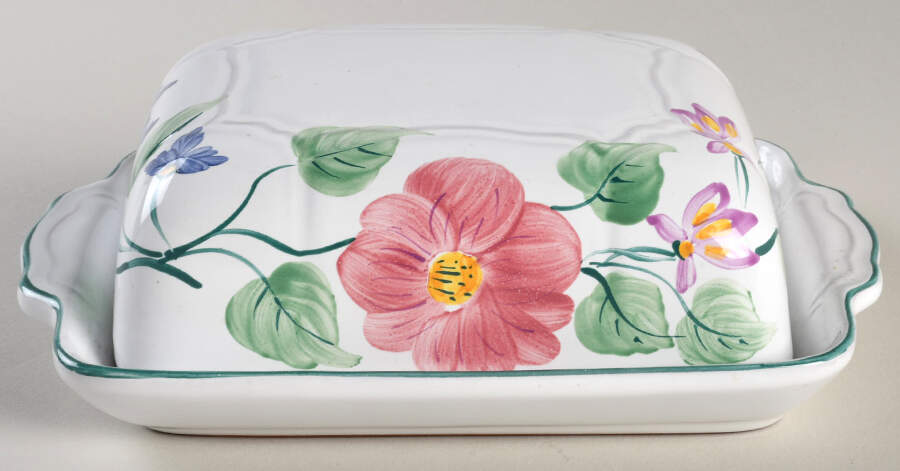 Wildflower Rectangular Covered Butter by Herend Village-1