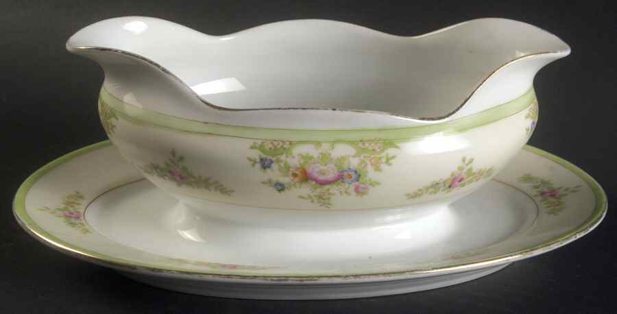 Hir73 Gravy Boat with Attached Underplate by Hira China-1