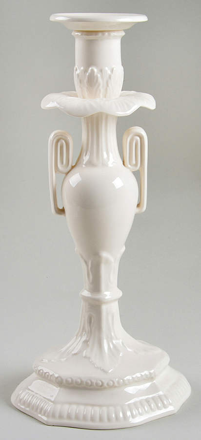 Creamware Pierced Scroll Candlestick W/Bobeche by Hartley Greens-1