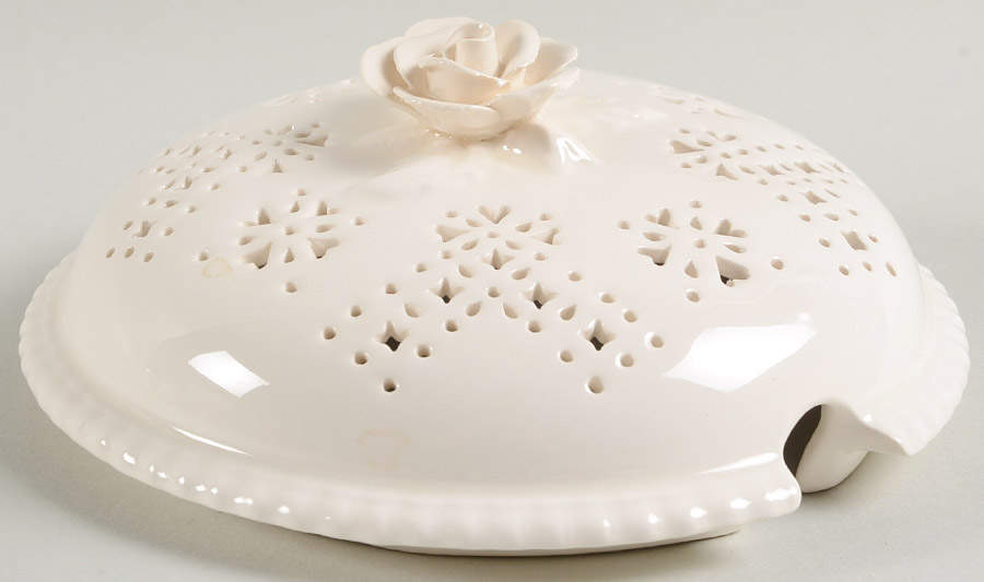 Creamware Pierced Lid for Sugar Bowl by Hartley Greens-1