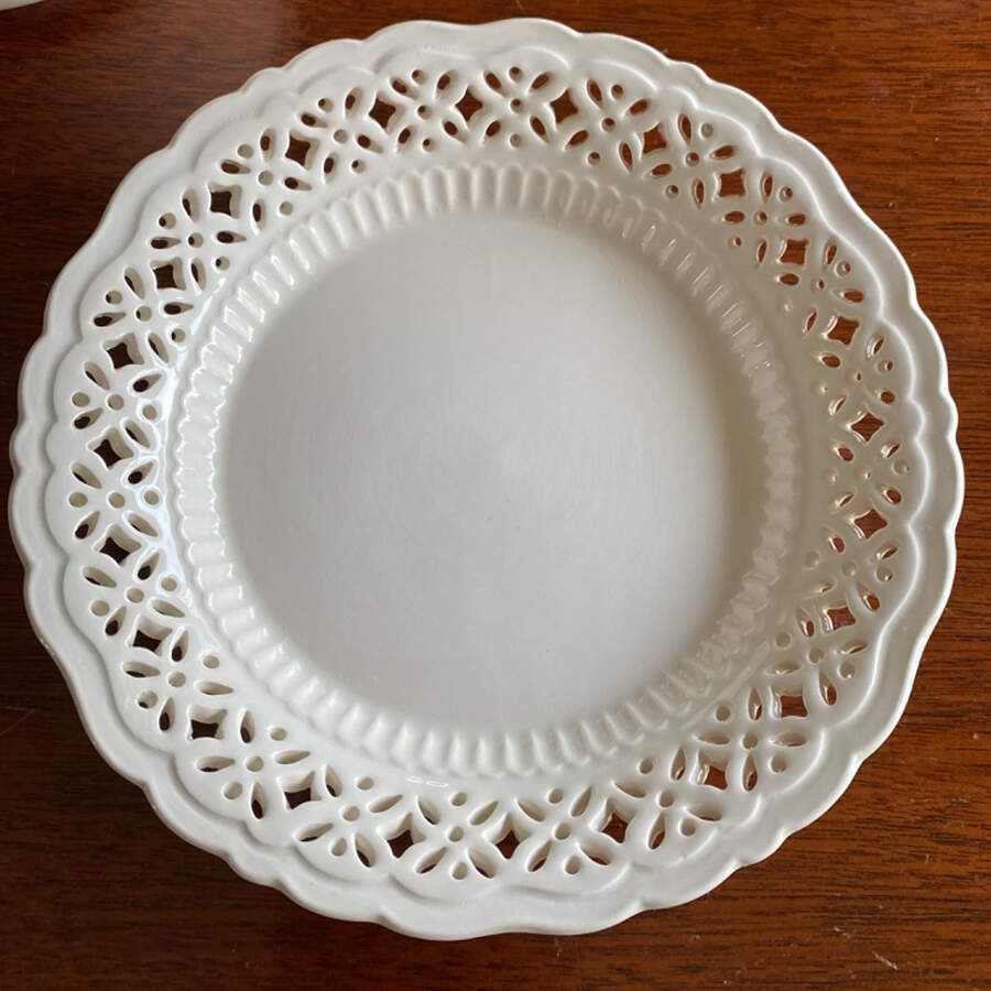 Creamware Pierced Scalloped Bread & Butter Plate by Hartley Greens-1