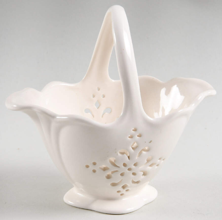 Creamware Pierced 5" Oval Pierced Basket by Hartley Greens-1