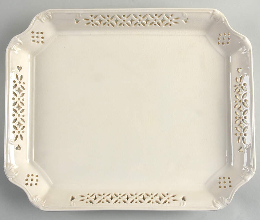 Creamware Pierced Rectangular Tray by Hartley Greens-1
