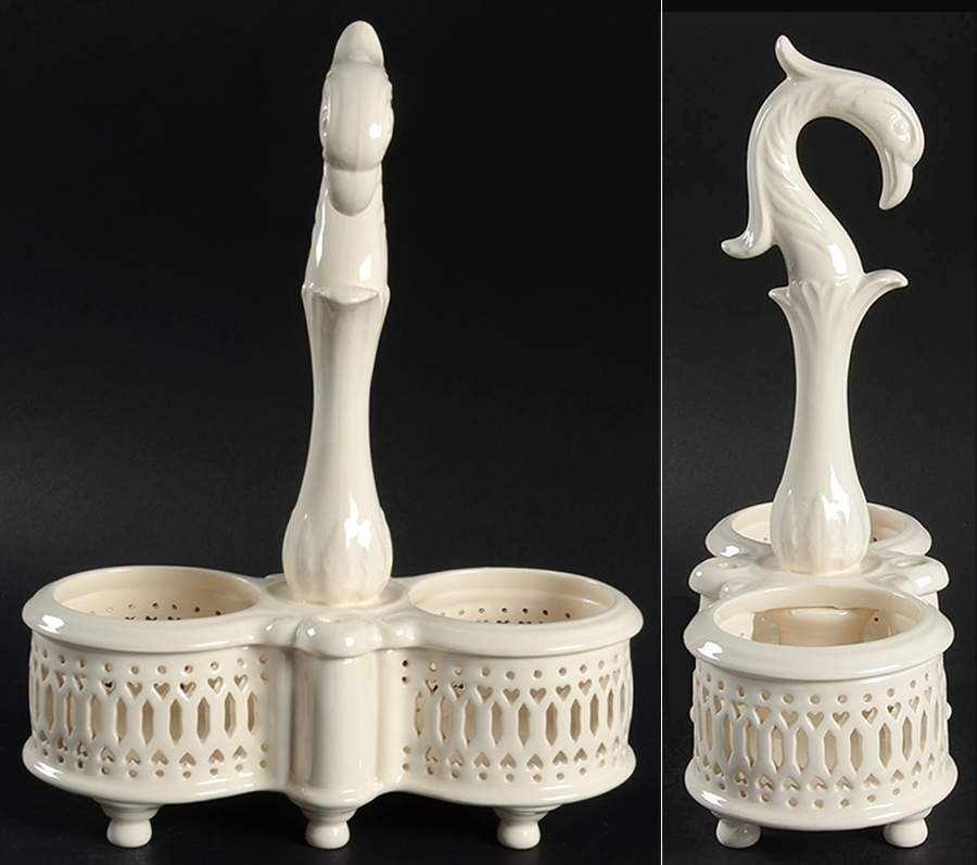 Creamware Pierced Cruet Tray/Stand by Hartley Greens-1
