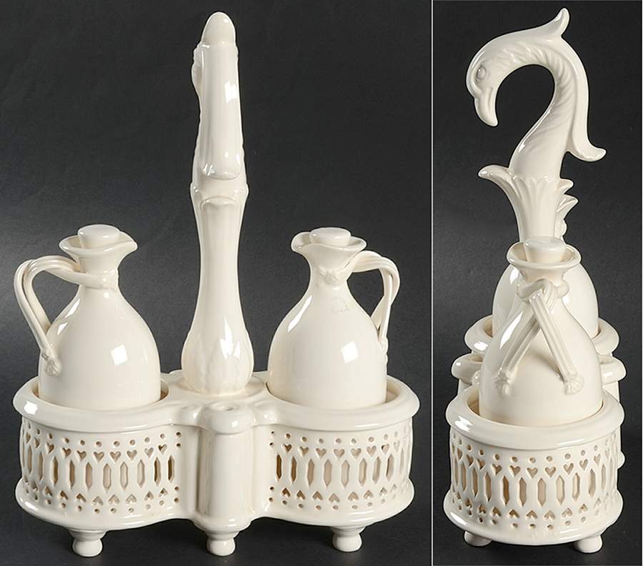 Creamware Pierced (5 Piece) Cruet Set by Hartley Greens-1
