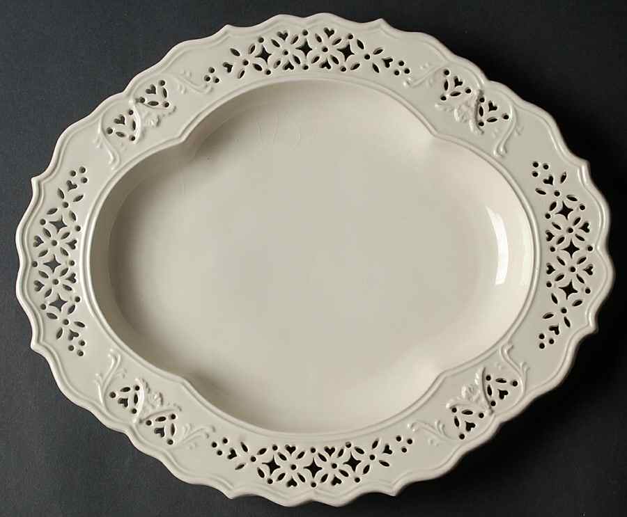 Creamware Pierced Strawberry Dish-Underplate by Hartley Greens-1