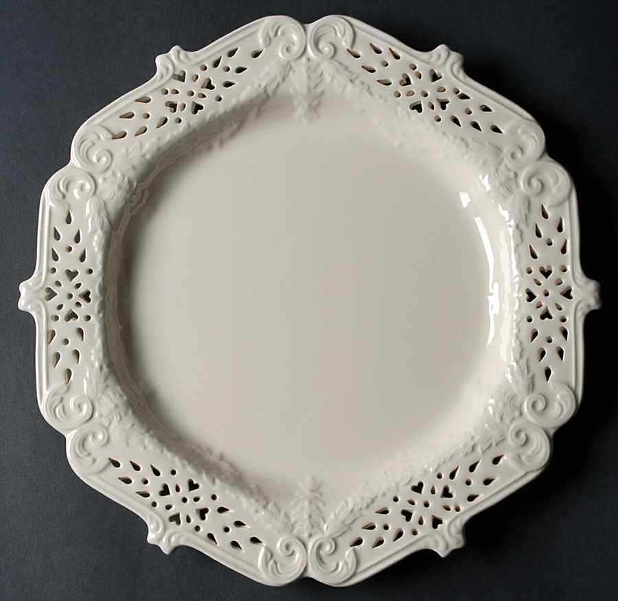 Creamware Pierced Large Dessert Plate by Hartley Greens-1