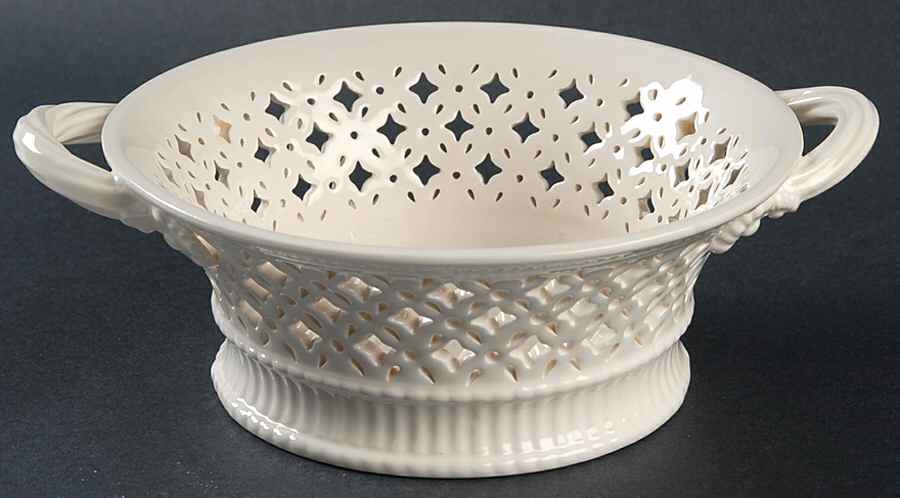 Creamware Pierced 7" Handled Basket by Hartley Greens-1