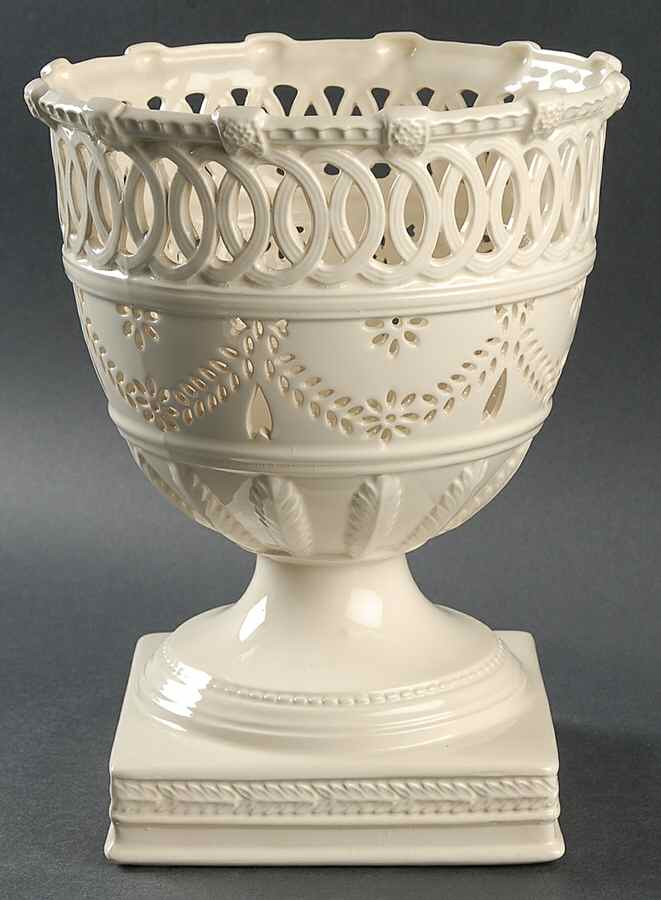 Creamware Pierced 10" Footed Urn by Hartley Greens-1