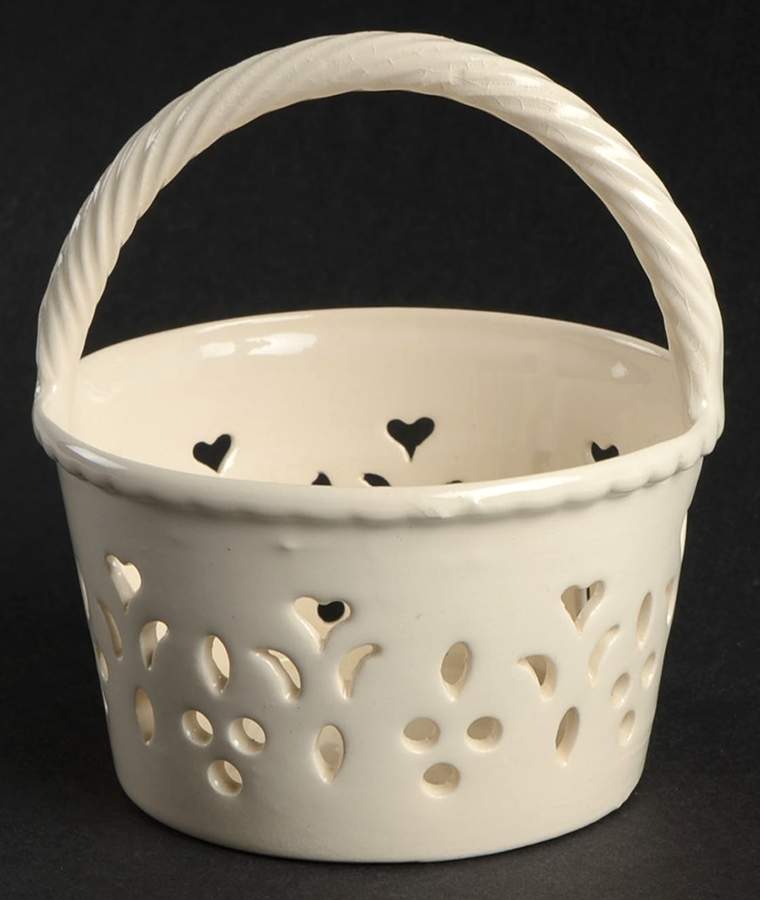 Creamware Pierced Small Pierced Basket by Hartley Greens-1