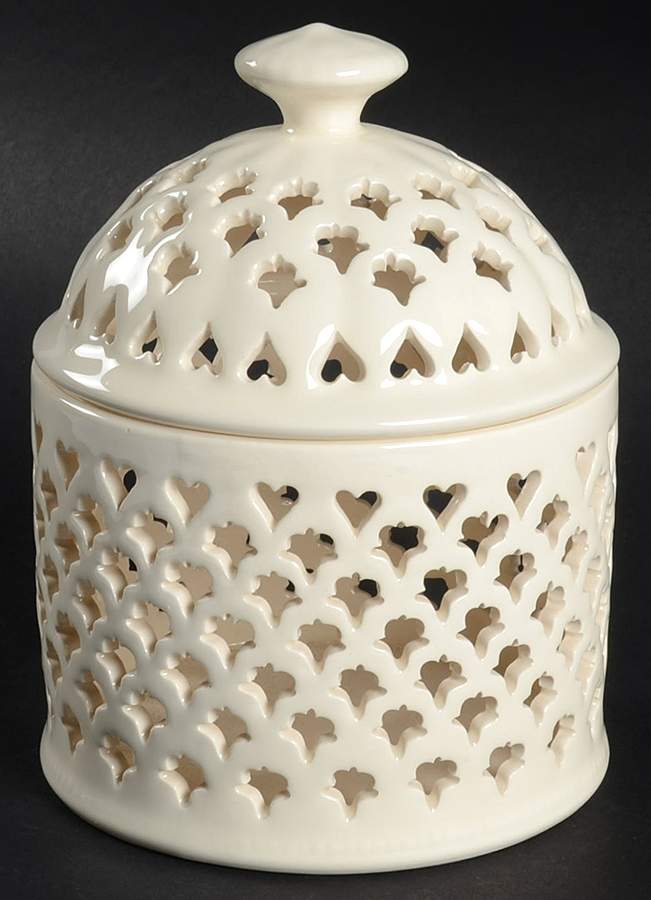 Creamware Pierced Pierced Jar & Lid by Hartley Greens-1