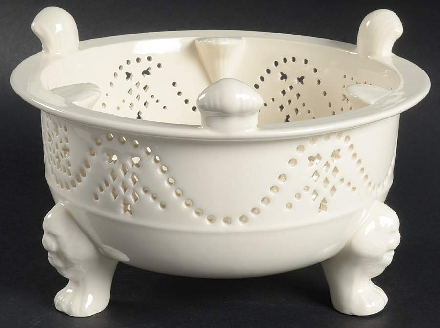 Creamware Pierced Stand for Chocolate Kettle by Hartley Greens-1