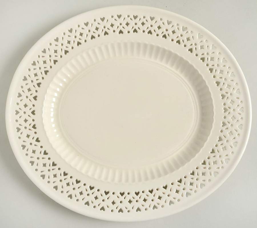 Creamware Pierced 10" Oval Serving Platter by Hartley Greens-1