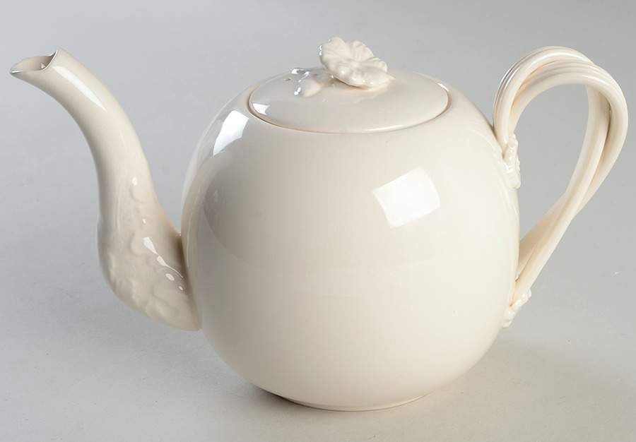 Creamware Pierced Small Teapot & Lid by Hartley Greens-1