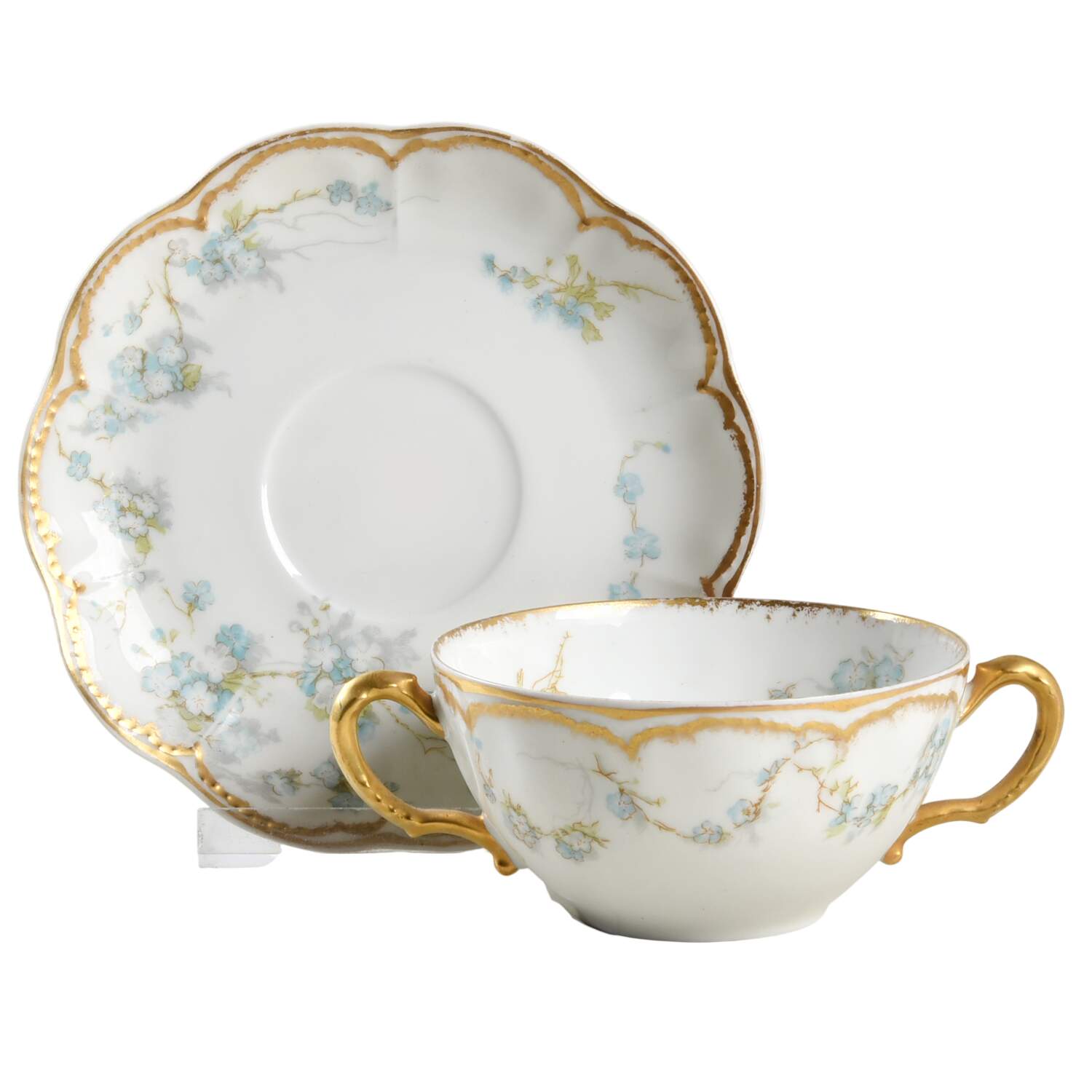 Schleiger 248p Flat Bouillon Cup & Saucer by Haviland-1