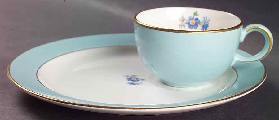 Blue Belle No 1 Tea Set (Smooth) Snack Plate & Cup Set by Hall-1