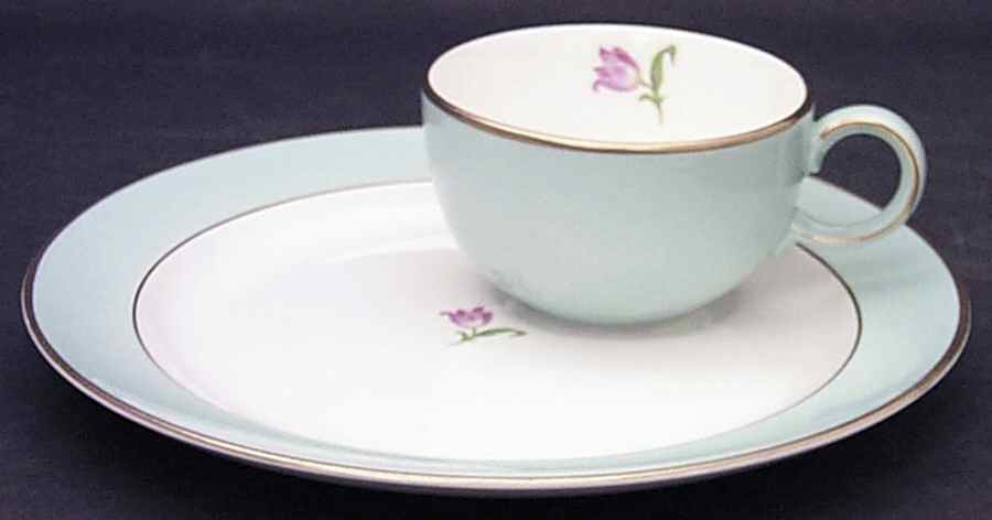 Blue Belle No 1 Tea Set (Smooth) Snack Plate & Cup Set by Hall-1