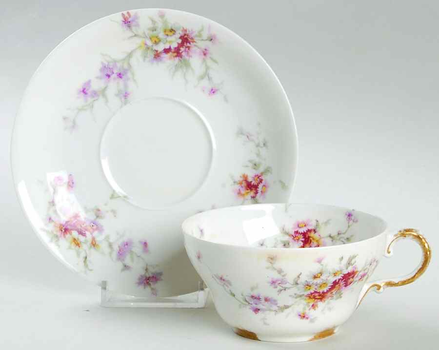 H608 Footed Cup & Saucer Set by Haviland-1