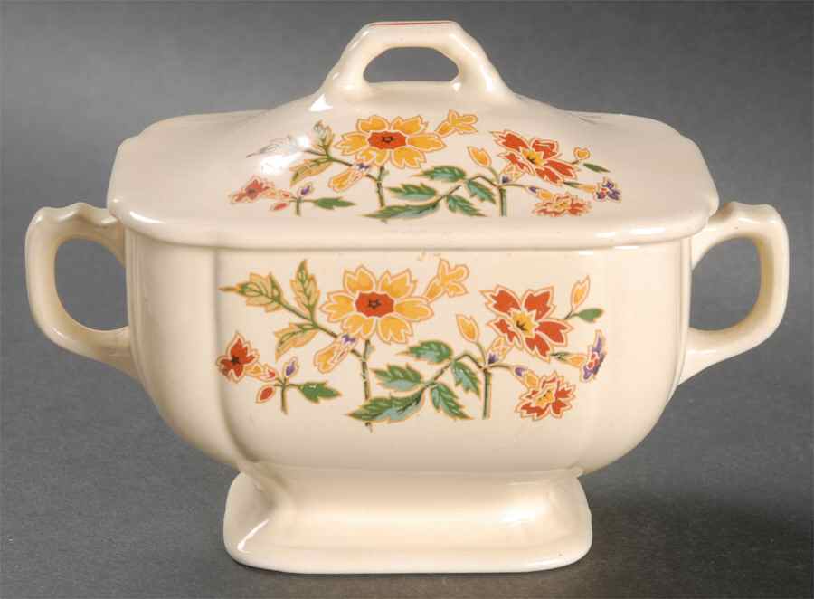 Columbine Sugar Bowl & Lid by Homer Laughlin -1